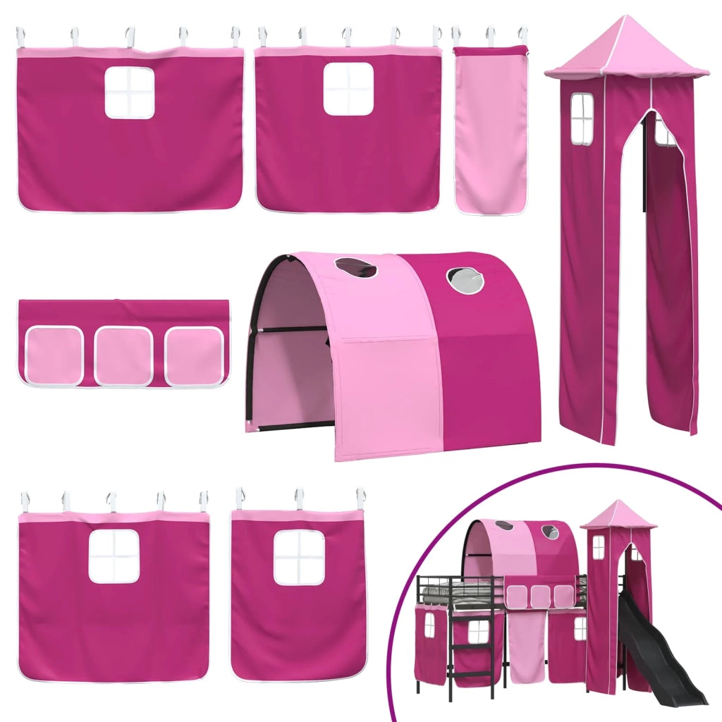 Struttura del letto loft per bambini Nero e rosa 100 x 190 cm 42020889