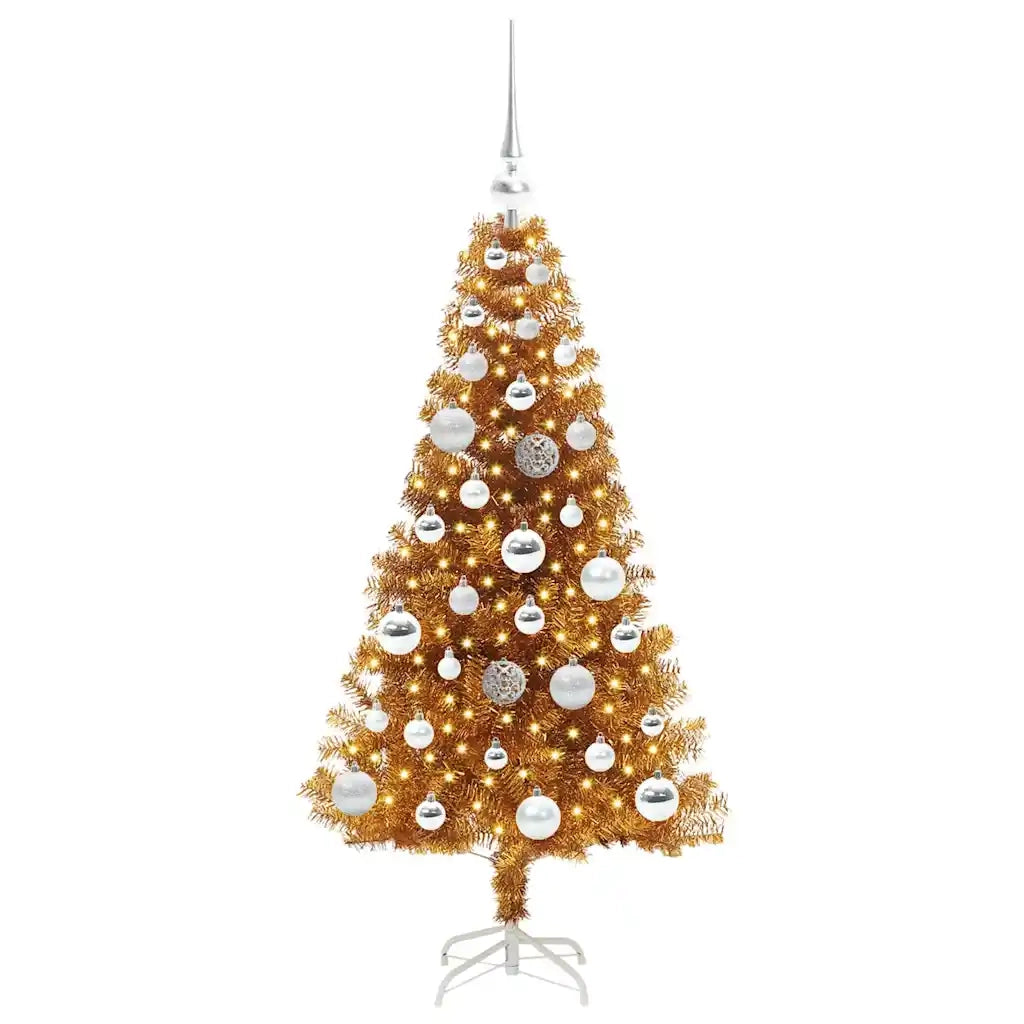 Albero di Natale con 150 LED con supporto Oro 120 cm PET 3396608