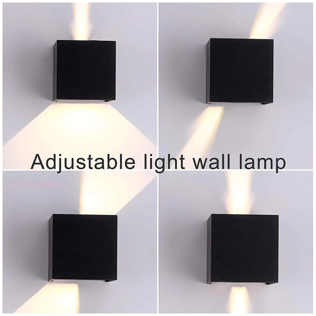 12W Applique LED parete muro impermeabile doppio fascio luce regolabile IP65 giardino facciate 230V NERO 3000K