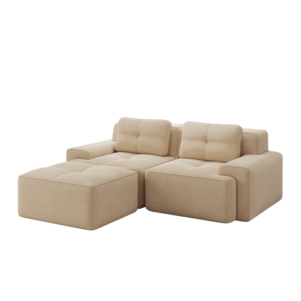 Sofa modulare senza schienale - Zephmum- L, tessuto spugna, divano letto, beige