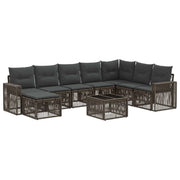 Set Divano da Giardino 9 pcs Grigio e Grigio Scuro polyrattan
