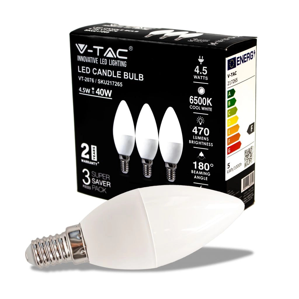 Bulbo LED - 4,5 W E14 Candela 6500K 3 PCS/BLISTER