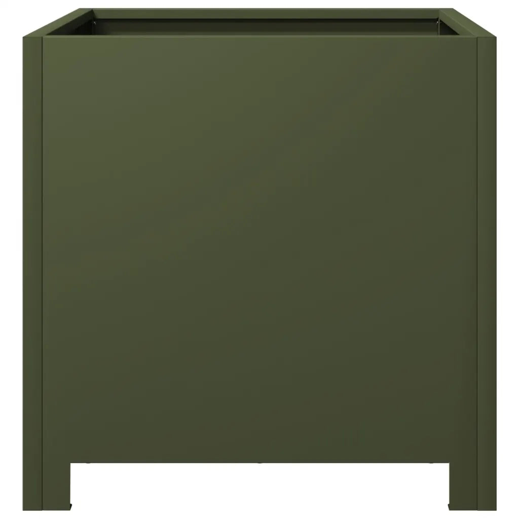 Fioriera da Giardino-Vaso da Esterno-Contenitore per Piante Verde Oliva 40x40x40 cm in Acciaio 263588