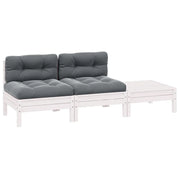 Set Divani da Giardino 3 pz con Cuscini-Sofa da giardino Massello Pino Bianco 303008