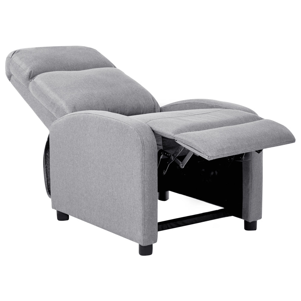 Poltrona reclinabile Grigio Schienale e poggiapiedi regolabili Struttura in legno Schienale alto Design tradizionale Soggiorno