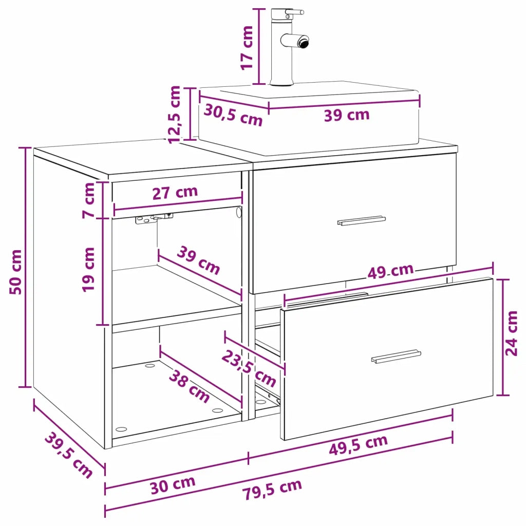 Set di mobili per il bagno 2 pz Legno antico 3403894