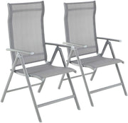 Set 2 sedie da giardino pieghevoli sedute da esterno robusto telaio in alluminio schienale regolabile in 8 posizioni portata 150 kg grigio 12_0000027