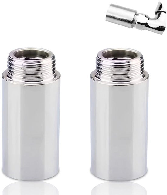 Adattatore di allungamento 1/2 pollice - 70 mm Acciaio inossidabile - 2 pezzi - DN15 Adattatore di allungamento a vite - Resistente al carico - Lunga durata - Adattatore di allungamento per tubi