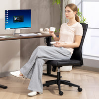 Sedia da Ufficio Ergonomica e Regolabile 58x53x97-107 cm con Schienale Ricurvo in Pelle PU e Acciaio Nero