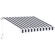 TENDA DA SOLE AVVOLGIBILE A PARETE MANUALE 2.5 X 2 MT RIGHE BLU E BIANCHE