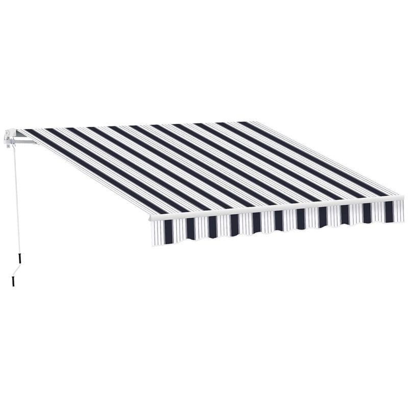 TENDA DA SOLE AVVOLGIBILE A PARETE MANUALE 2.5 X 2 MT RIGHE BLU E BIANCHE