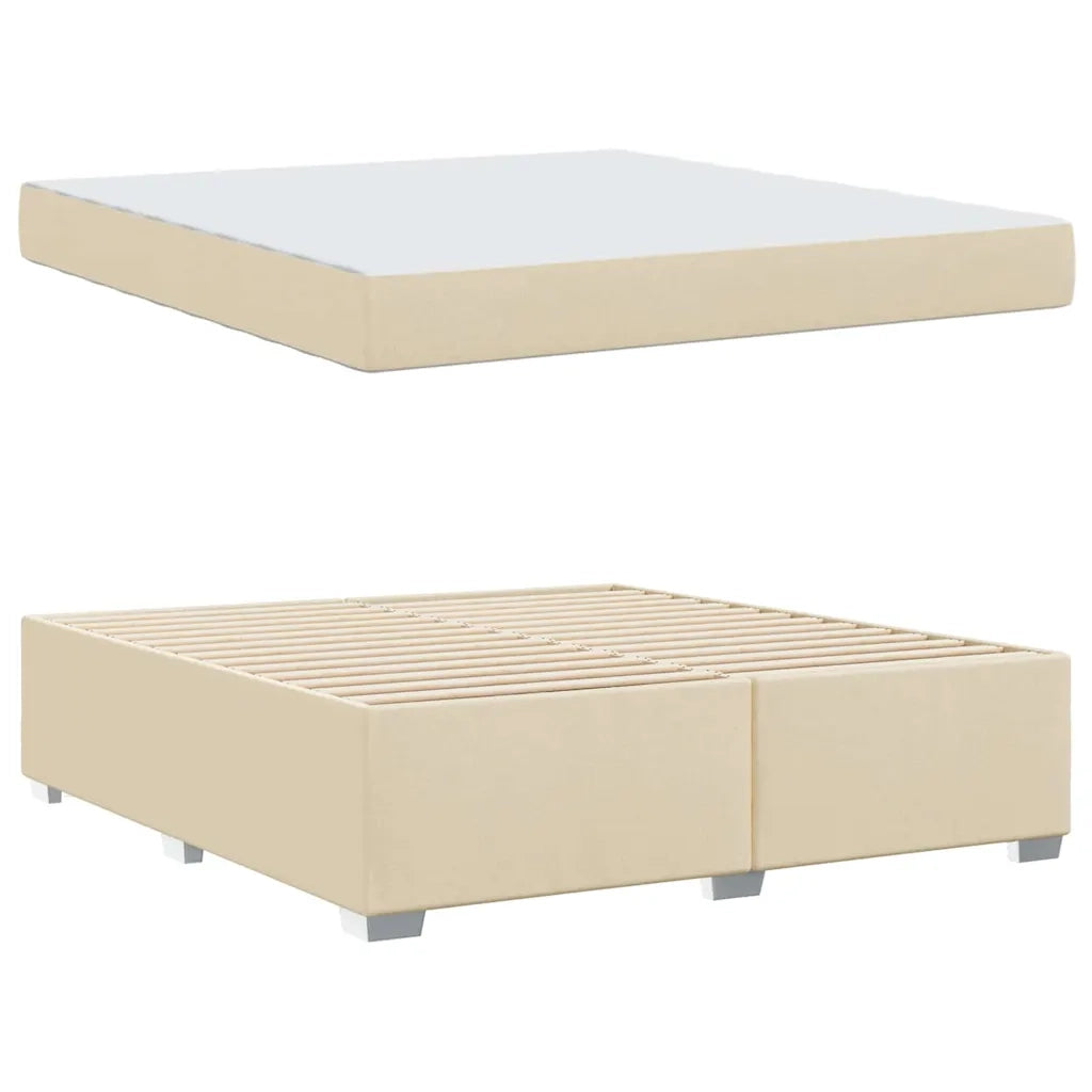 Struttura del letto con materasso Crema 180 x 200 cm Tessuto