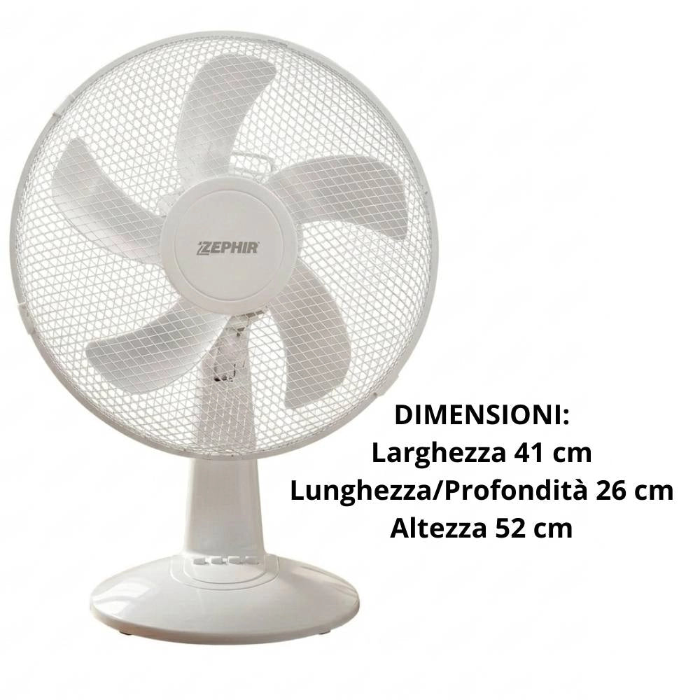 Ventilatore da tavolo zephir pbi405 45w 5 pale 40 cm 3 velocità