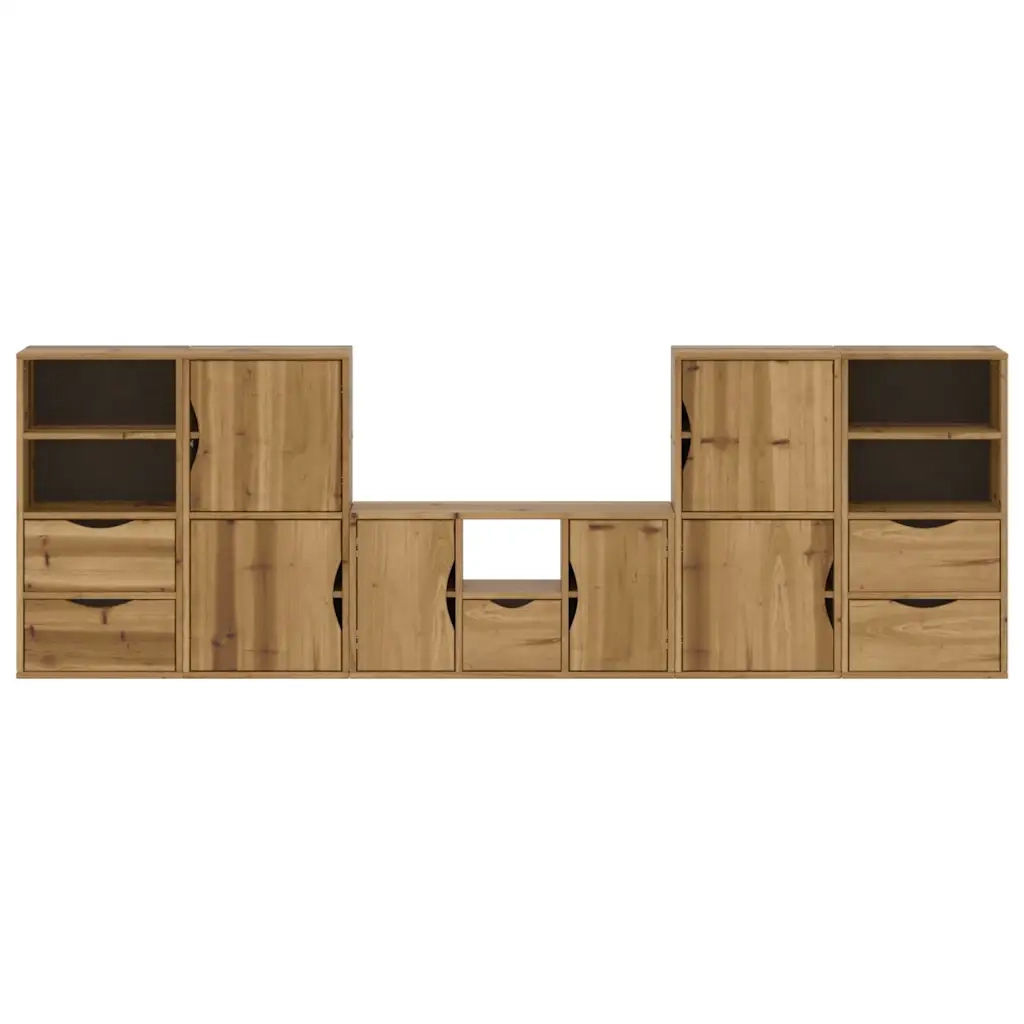 Mobile TV 5 pz con Contenitore ODDA in Legno Massello di Pino 3365382