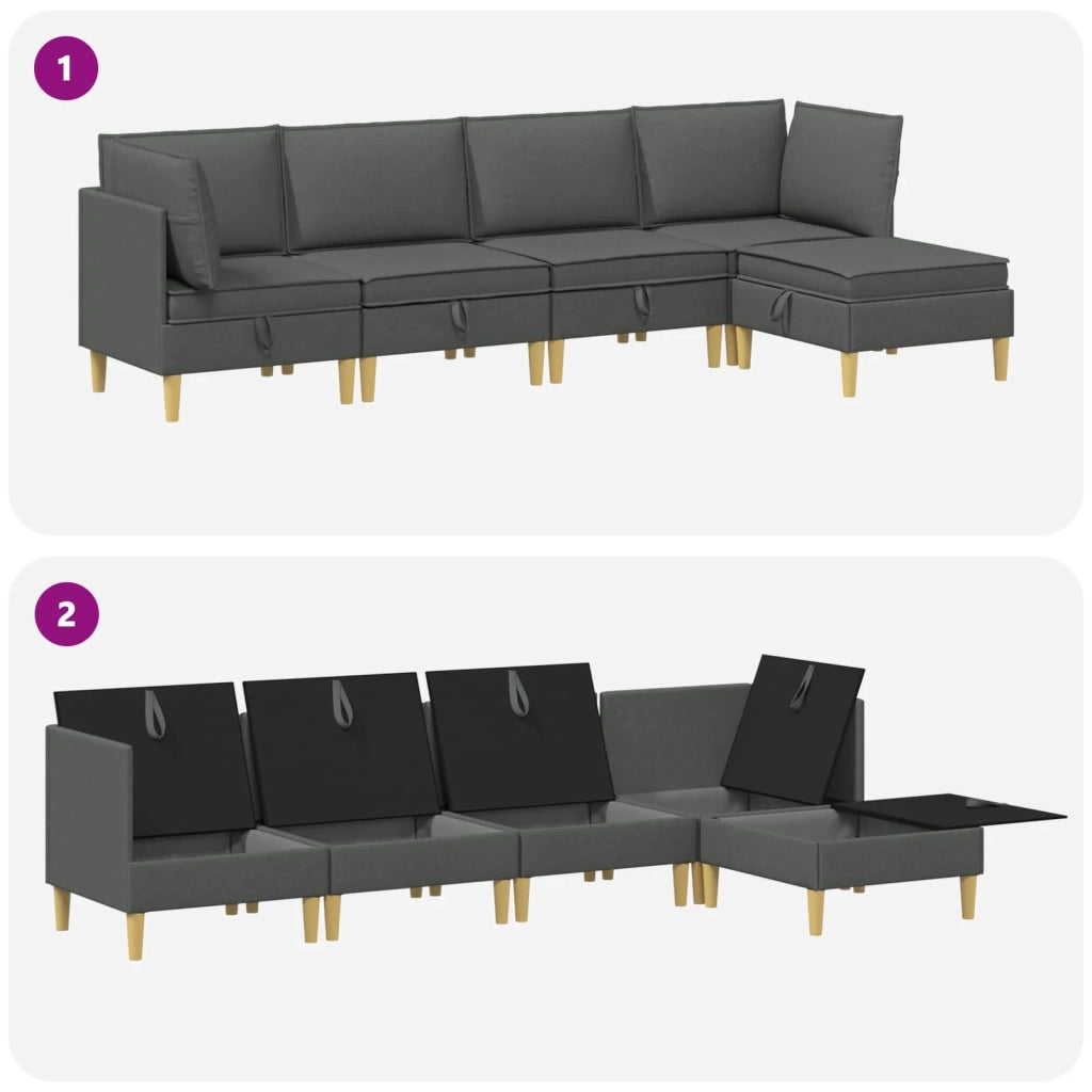 Set di mobili per il soggiorno 5 pcs Grigio Scuro Tessuto 3413681