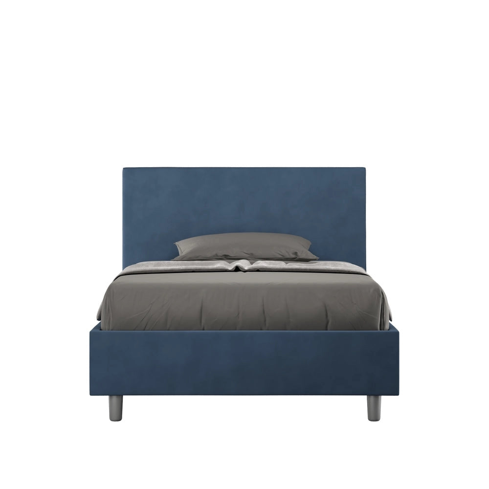 Letto Singolo 80x200 cm con Rete e Contenitore Adele Blu