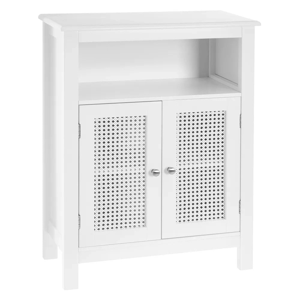 Mobile da Bagno a 2 Ante con Griglia Armadio in Legno Bianco 60x28x80H cm
