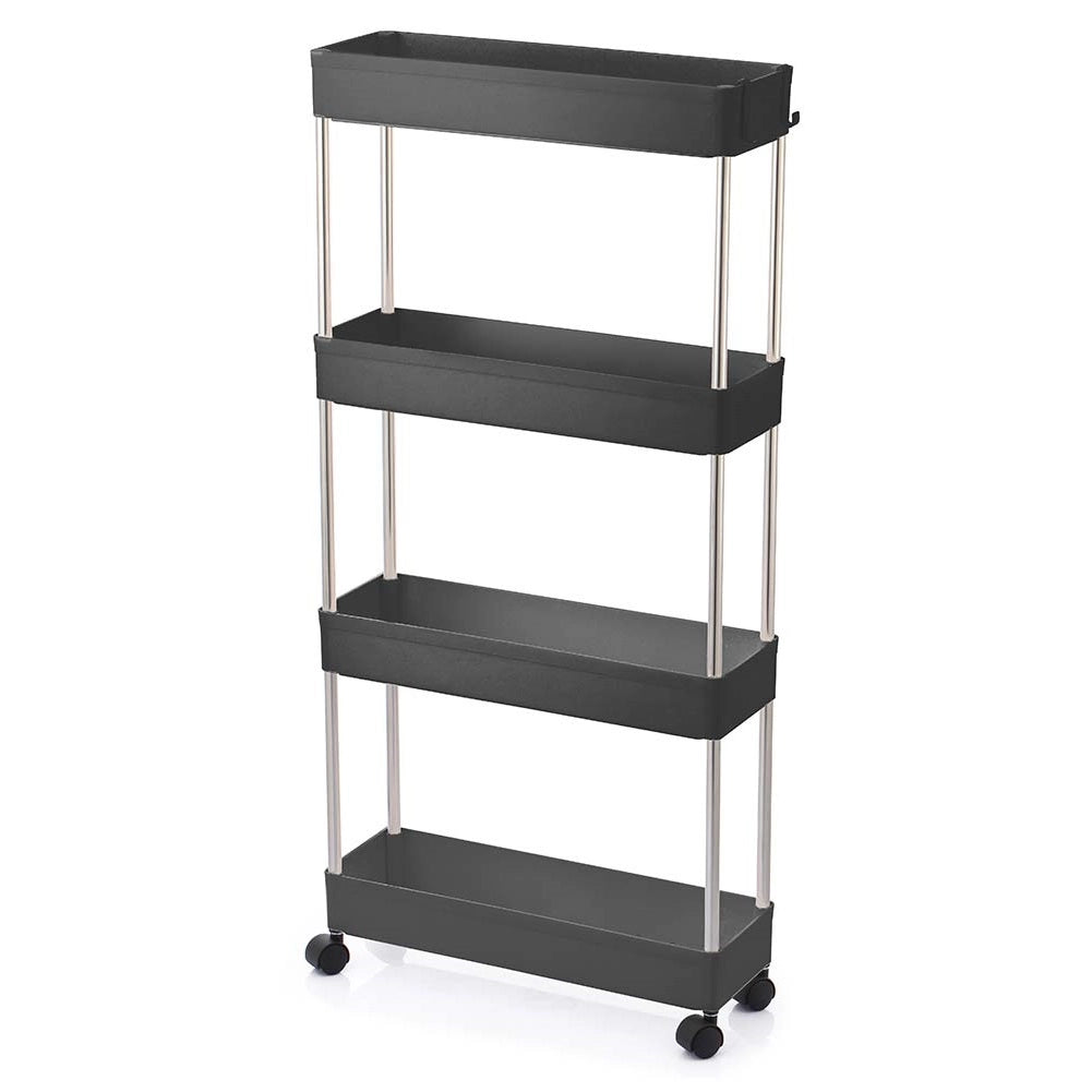 Carrellino Cucina Bagno Slim Salvaspazio 40x13.5 H 85cm Carrello Porta Tutto Nero