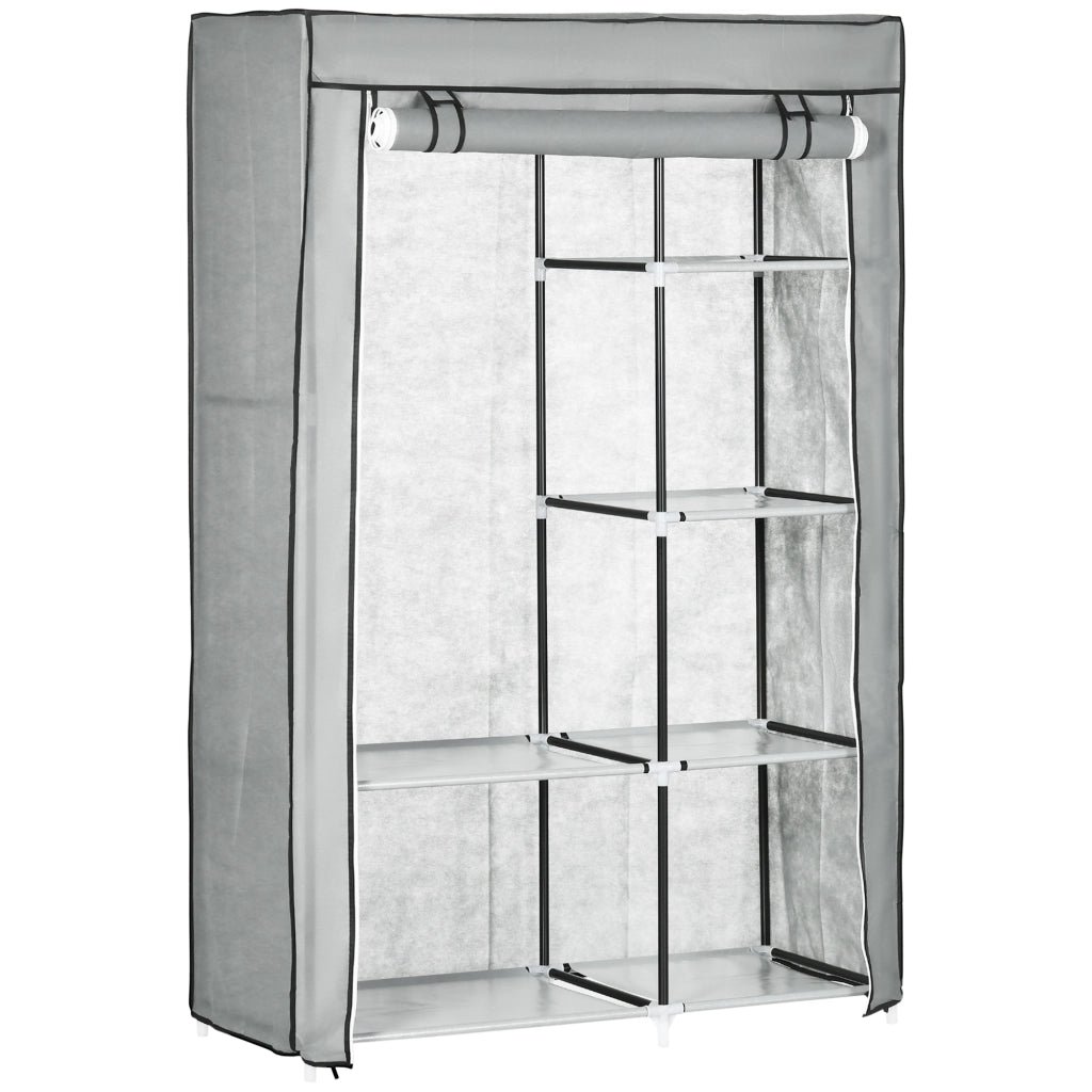 ARMADIO in tessuto 103x43x162,5 cm Grigio con 1 barra e 6 ripiani