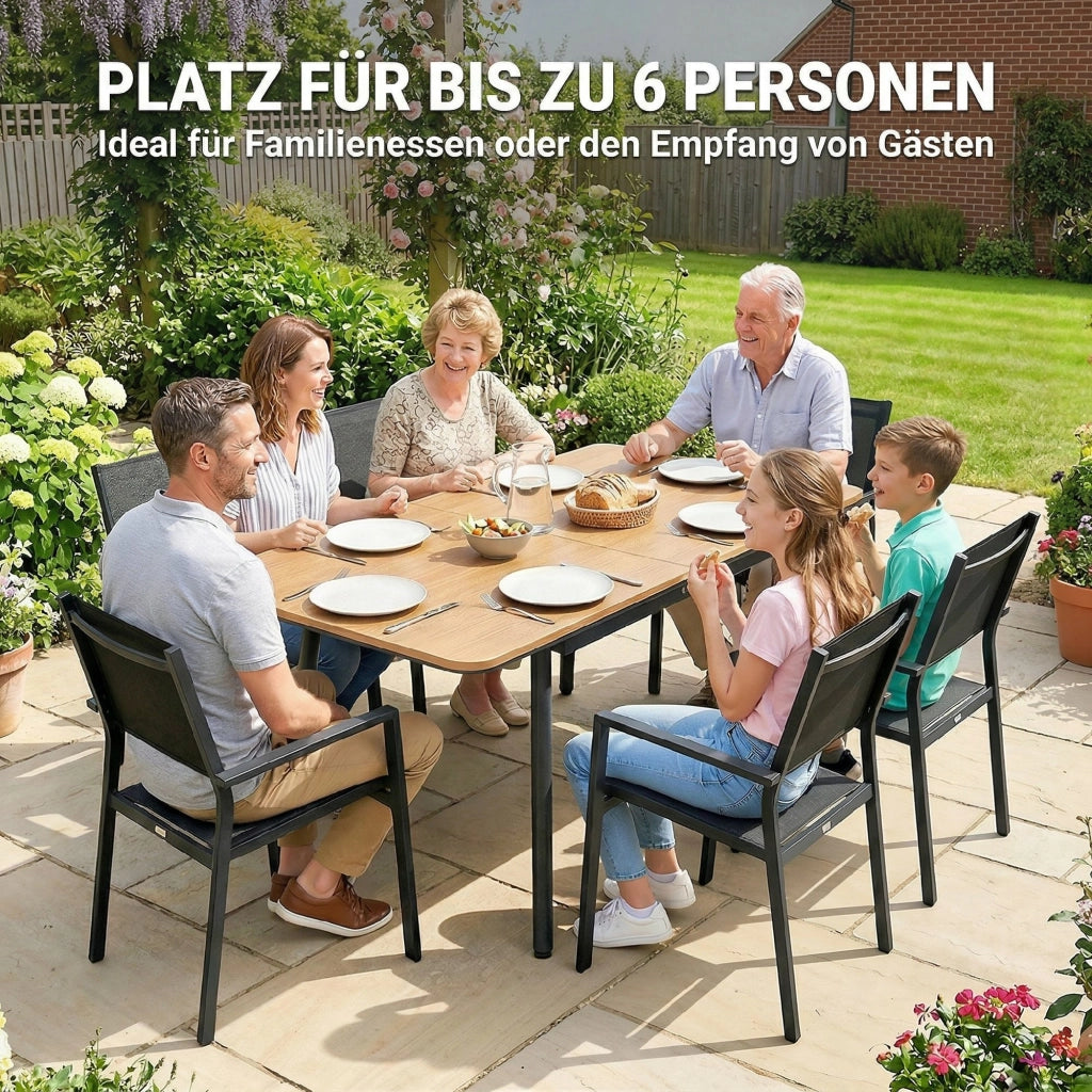 Tavolo da pranzo esterno ¨C zephmum ¨C 140x80 cm, teak, effetto legno, WPC, 6 posti