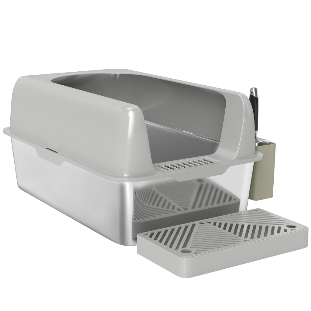 Lettiera per Gatti in Acciaio Inox ¨C Zephmum ¨C Grigio 60x40x20