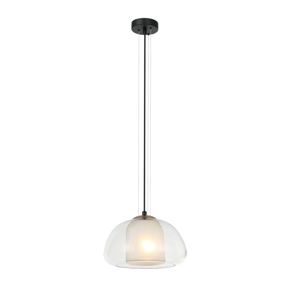 Lampada a sospensione Italux FEDER nera doppio vetro E27
