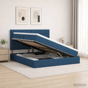 Letto con contenitore e materasso Blu 180 x 200 cm Tessuto 3459524