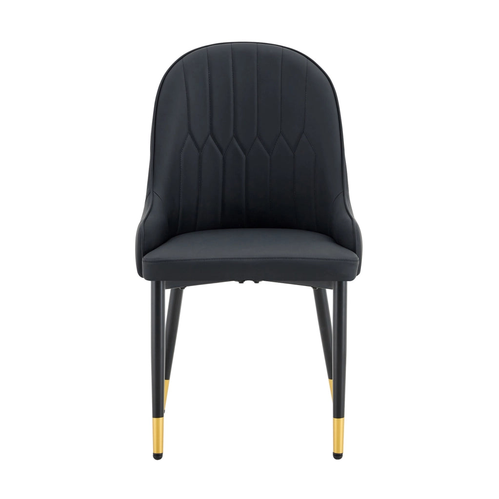Set di 2 sedie da pranzo con schienale a fulmine in pelle PU nera