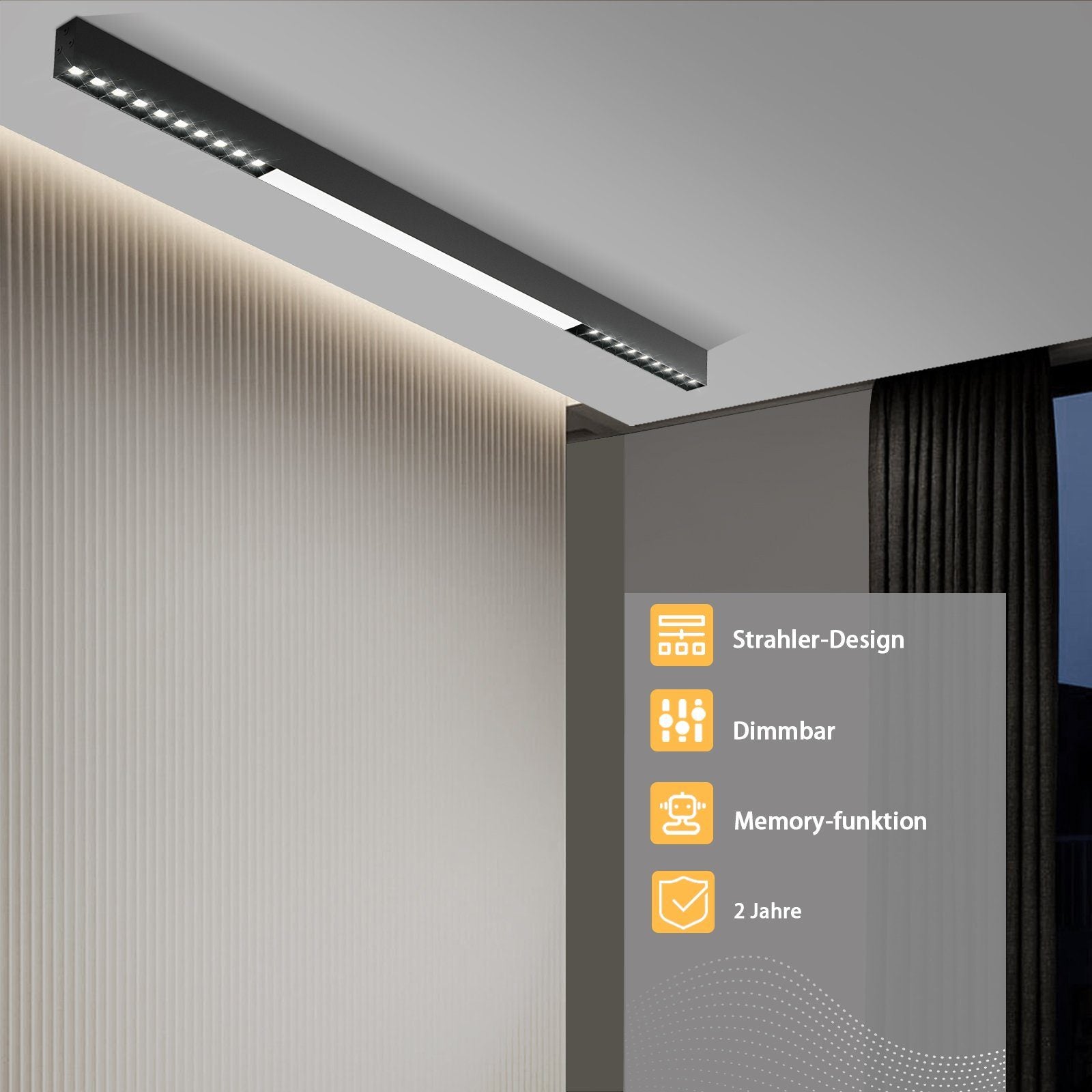 ZMH Lampada da soffitto LED nera da 80 cm con telecomando per camera da letto e ufficio