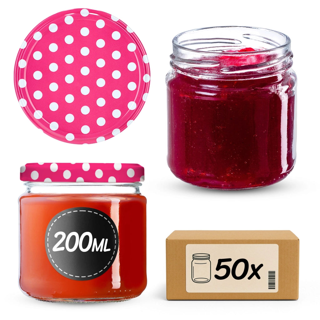 Barattoli per conserve KADAX Lerma 200ml 50 pezzi 66mm + coperchio "Piselli rosa"