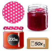 Barattoli per conserve KADAX Lerma 200ml 50 pezzi 66mm + coperchio "Piselli rosa"