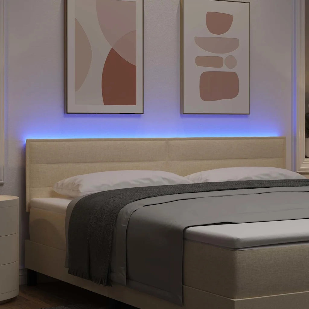 Testiera LED con strisce LED con testiera Crema 180 cm Tessuto 3338004