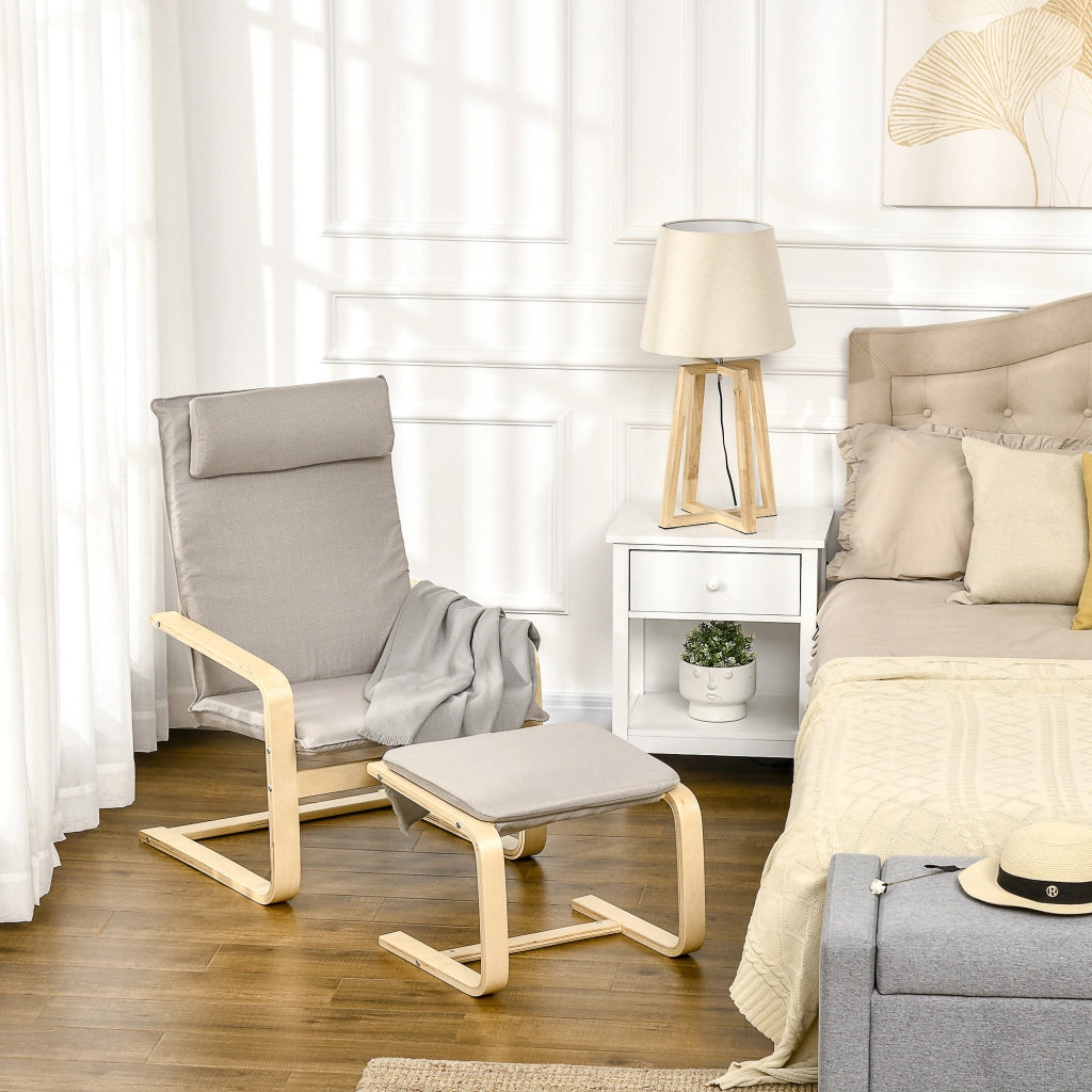 Poltrona Relax con Poggiapiedi ¨C Zephmum ¨C Grigio 67x78x92 cm