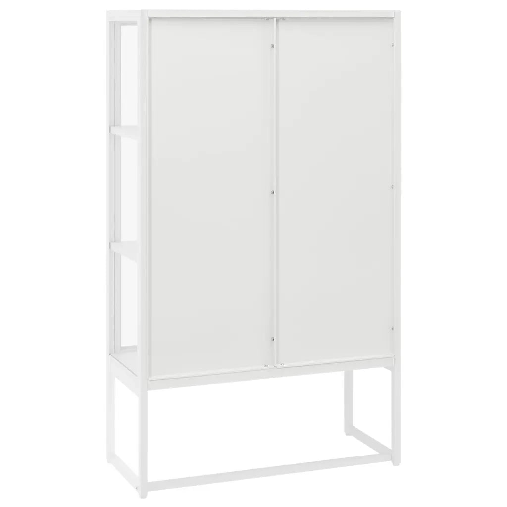 Credenza Alta Bianca 80x35x135 cm Acciaio e Vetro Temperato 335884