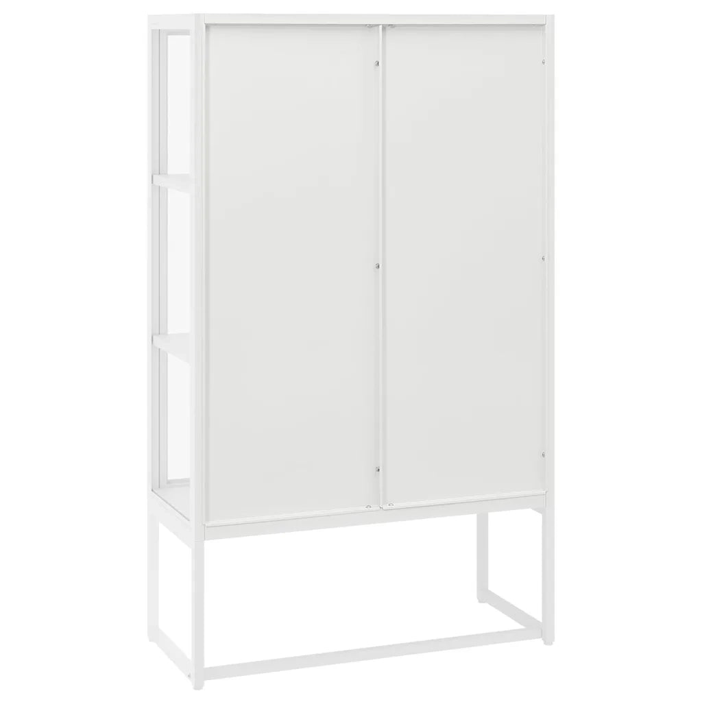 Credenza Alta Bianca 80x35x135 cm Acciaio e Vetro Temperato 335884