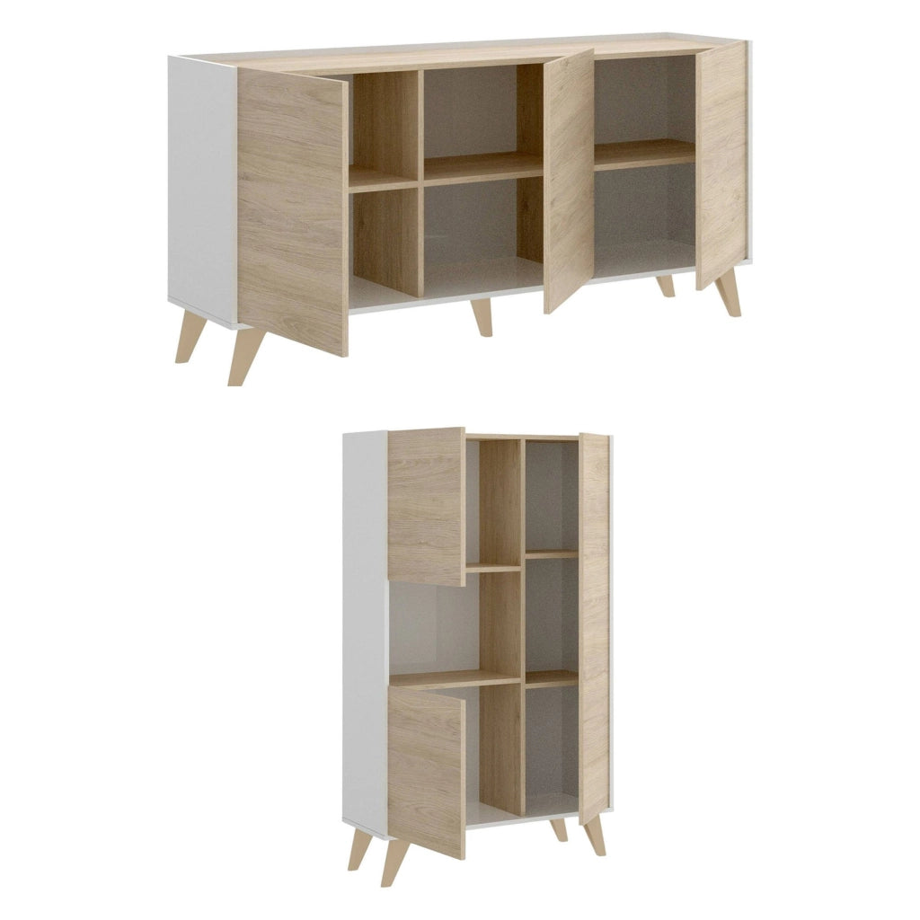 Literno, set Mobili da Soggiorno 7 Ripiani, Marrone Rovere