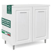 Mobile Base per Cucina Componibile Legno Boiserie Bianco Frassinato con 2 Ante