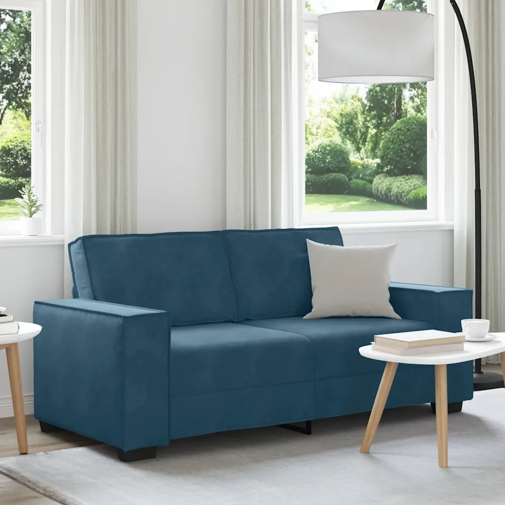 vidaXL Divano a 2 Posti Blu 140 cm in Velluto