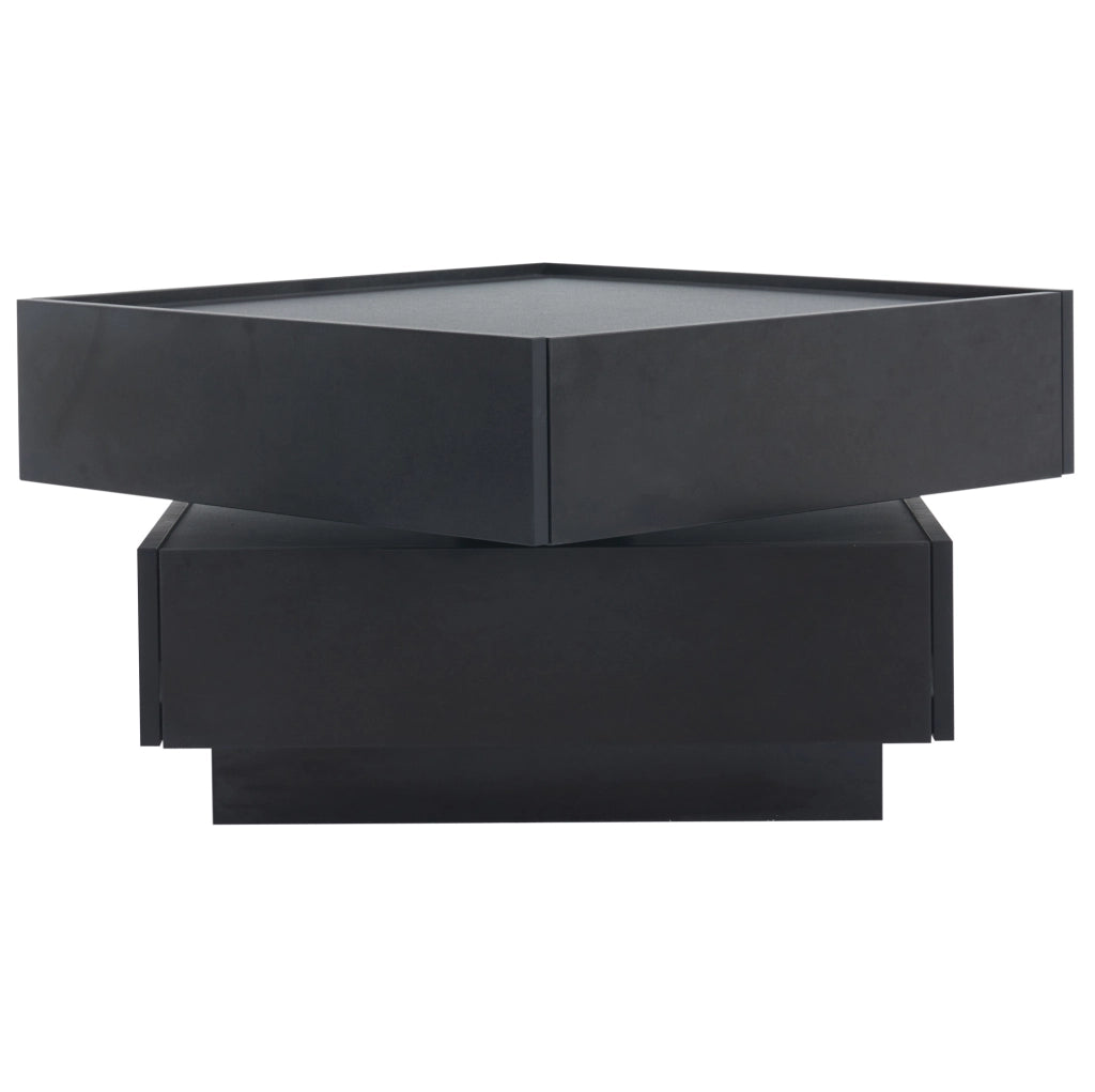 Tavolino da caffè 60x60x38 cm girevole a 360°; con cassetti; in truciolare nero