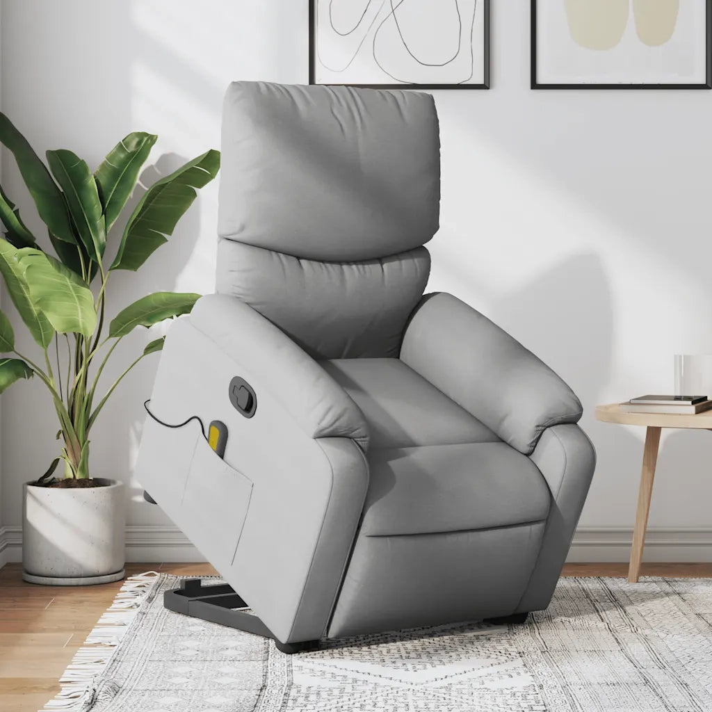 Poltrona Alzapersona Massaggi Reclinabile Grigio Chiaro Tessutocod mxl 109255
