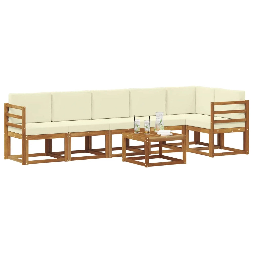 Set di divani da esterno con cuscino 7 pcs Naturale e Crema