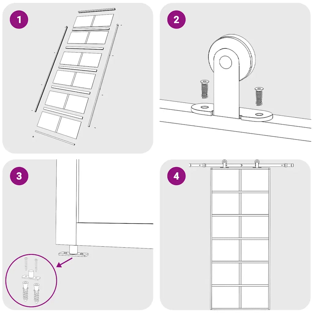 Porta Scorrevole in Vetro ESG e Alluminio 90x205 cm Nera 151018