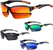 Occhiali da Sole Polarizzati per Uomo – Set di Occhiali con Montatura a Mezza Lente (4 pezzi) per Protezione Oculare all'Aperto – Accessori Stilosi per Costruzione, Motociclismo e Avventure in Spiaggia – 14,7 x 4,6 x 13,5 cm