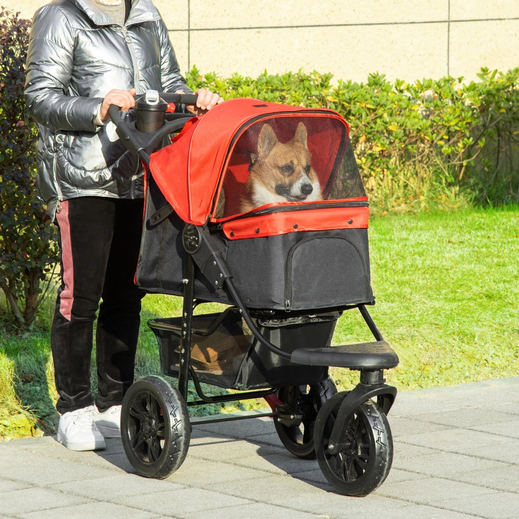 Carrello per Cani con Ruote ¨C zephmum ¨C Rosso 109.5x57.5x106.5 cm