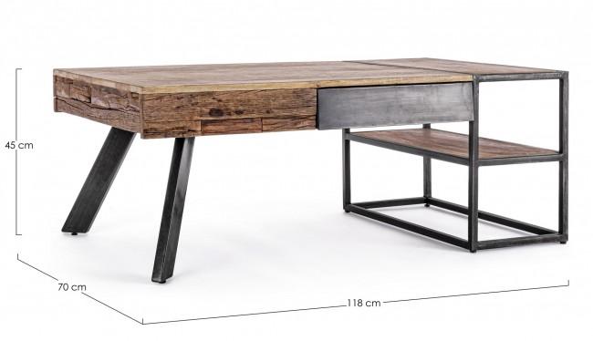 Tavolino Basso 2 Cassetti 118x70x45 cm in Legno