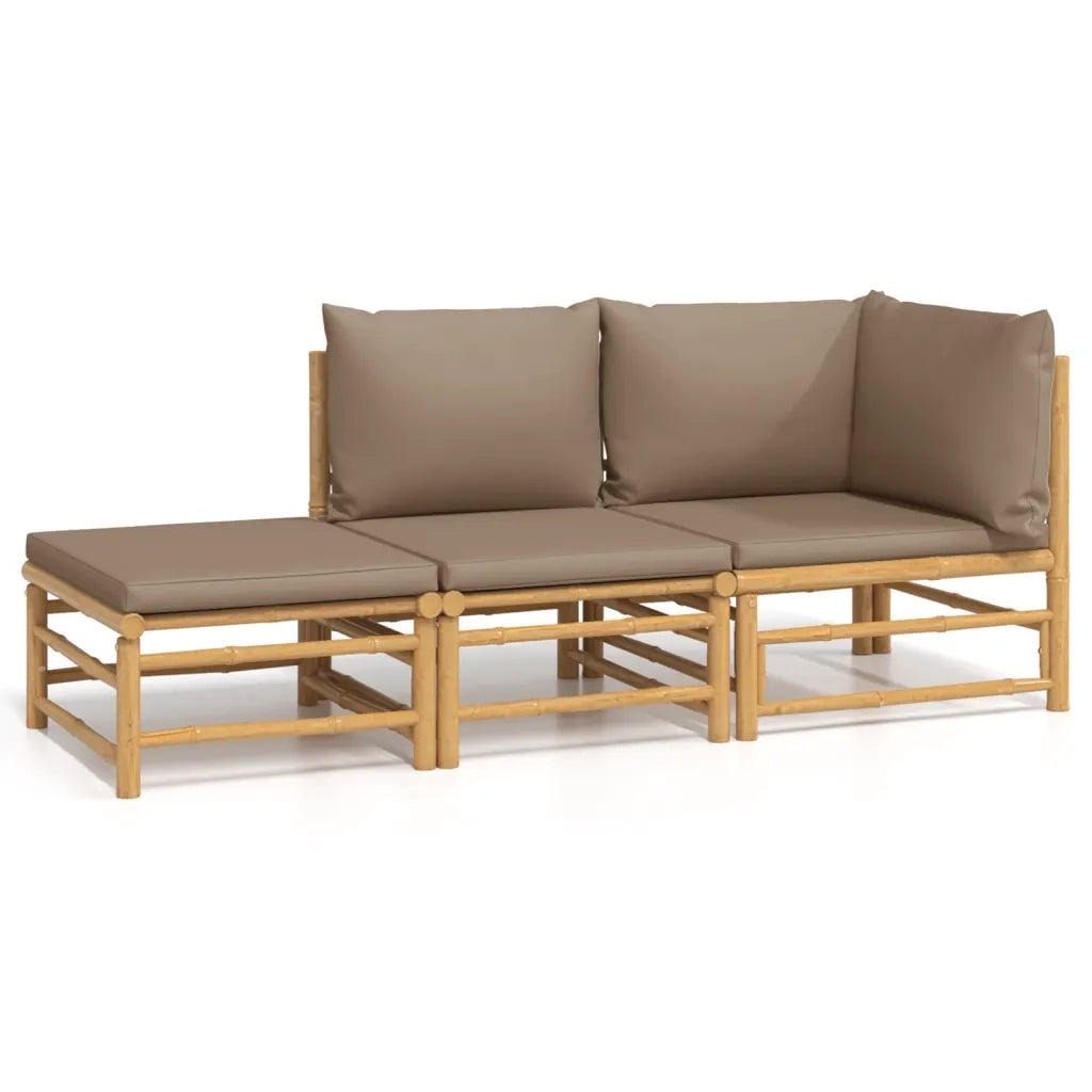 Set Salotto da Giardino 3pz con Cuscini Tortora BambÃ¹cod mxl 76317