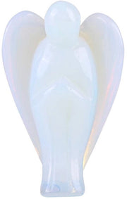 Mini Standbeeld di Protezione con Pietra di Quarzo Rosa e Opale - Decorazione per la Casa - Angelo di Guardia - Pietra di Cura - Decorazione per la Casa