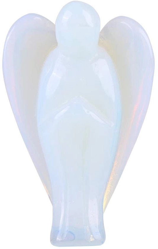 Mini Standbeeld di Protezione con Pietra di Quarzo Rosa e Opale - Decorazione per la Casa - Angelo di Guardia - Pietra di Cura - Decorazione per la Casa
