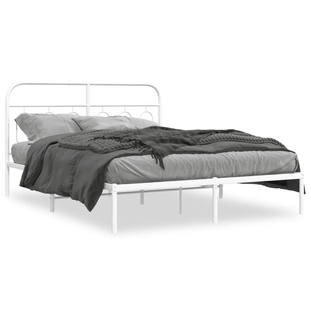 vidaXL Giroletto con Testiera Metallo Bianco 140x190 cm