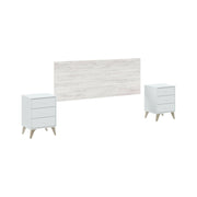 Testiera letto Wallis, Spalliera, Testata per camera da letto, Poggiatesta, 160x3 h60 cm, Bianco e Bianco anticato